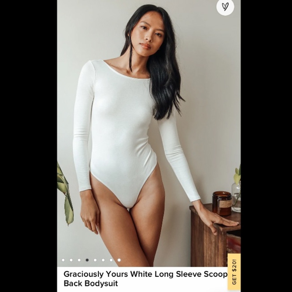 White long sleeve low back bodysuit